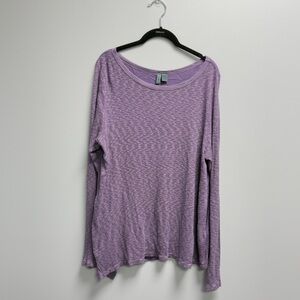 Anthropologie Left Of Center XL Scoop Neck Long Sleeve Purple Cotton Blend Boho